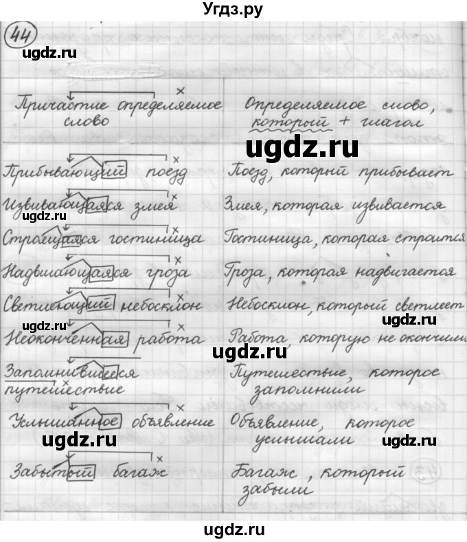 ГДЗ (Решебник 2016) по русскому языку 7 класс Л. М. Рыбченкова / упражнение / 44
