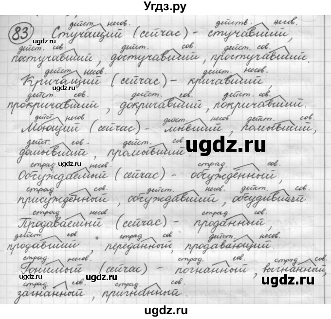 ГДЗ (Решебник 2016) по русскому языку 7 класс Л. М. Рыбченкова / упражнение / 83