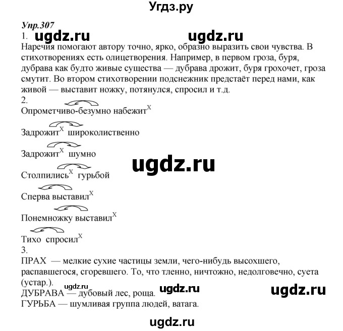 ГДЗ (Решебник к учебнику 2014) по русскому языку 7 класс М.М. Разумовская / упражнение / 307