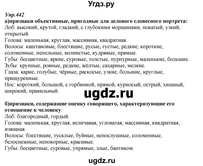 ГДЗ (Решебник к учебнику 2014) по русскому языку 7 класс М.М. Разумовская / упражнение / 442