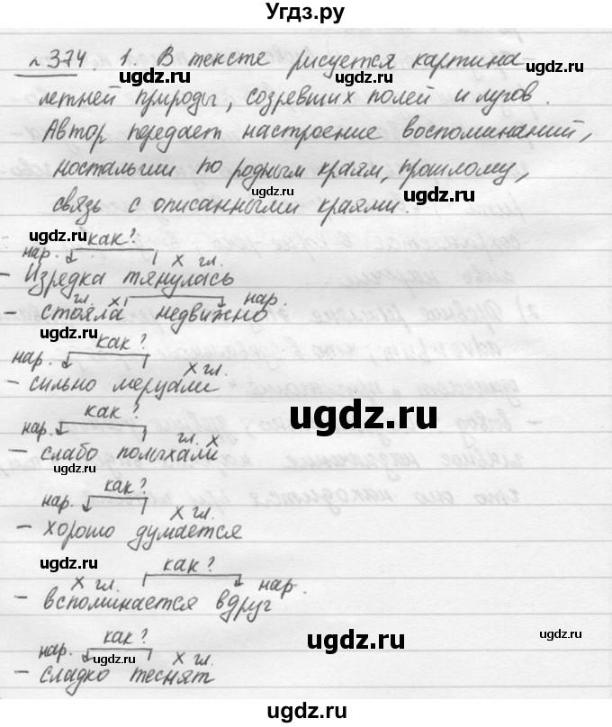 ГДЗ (решебник №3) по русскому языку 7 класс С.И. Львова / номер упражнения / 374