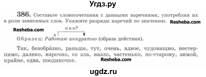 ГДЗ (Учебник) по русскому языку 7 класс С.И. Львова / номер упражнения / 386