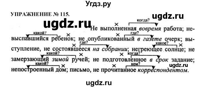 ГДЗ (Решебник к учебнику 2016) по русскому языку 7 класс (практика) С.Н. Пименова / упражнение / 115