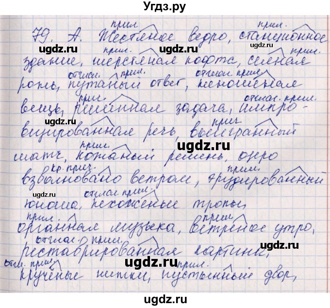 ГДЗ (Решебник) по русскому языку 7 класс (рабочая тетрадь ) Богданова Г.А. / часть 1 / задание / 79