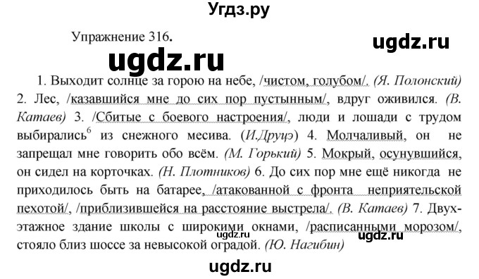 ГДЗ (Решебник к учебнику 2017) по русскому языку 8 класс (практика) Ю.С. Пичугов / упражнение / 316