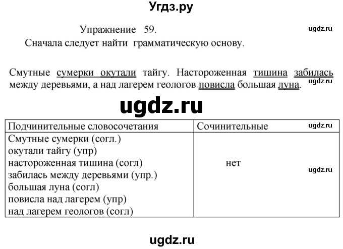 ГДЗ (Решебник к учебнику 2017) по русскому языку 8 класс (практика) Ю.С. Пичугов / упражнение / 59