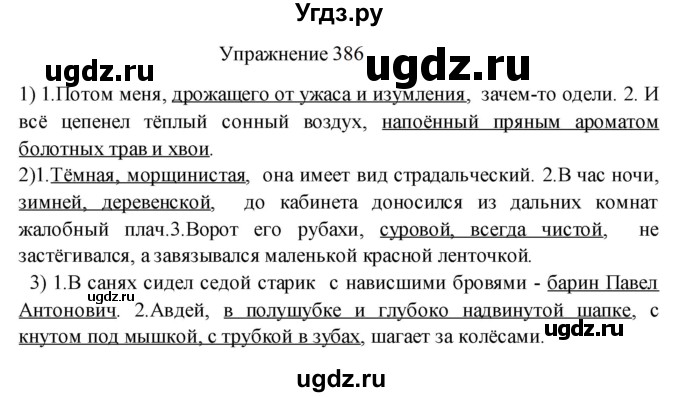 ГДЗ (Решебник к учебнику 2022) по русскому языку 8 класс (практика) Ю.С. Пичугов / упражнение / 386