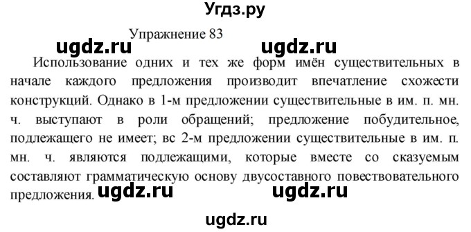 ГДЗ (Решебник к учебнику 2022) по русскому языку 8 класс (практика) Ю.С. Пичугов / упражнение / 83