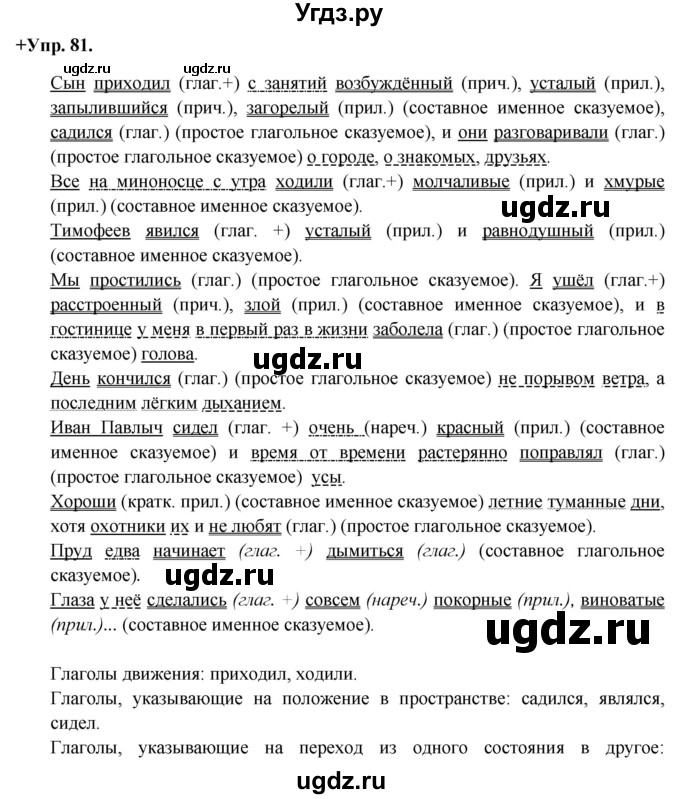 ГДЗ (Решебник) по русскому языку 8 класс М.М. Разумовская / упражнение / 81