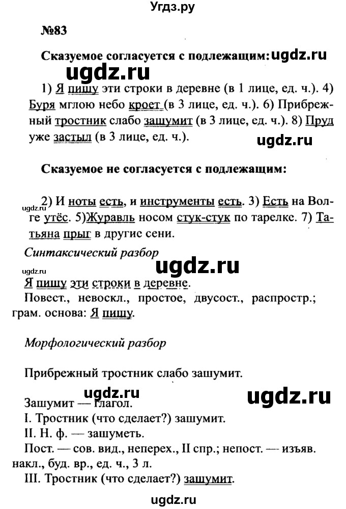 ГДЗ (Решебник к учебнику 2016) по русскому языку 8 класс С.Г. Бархударов / упражнение / 83