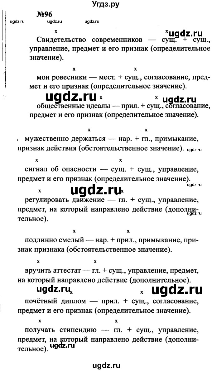 ГДЗ (Решебник к учебнику 2016) по русскому языку 8 класс С.Г. Бархударов / упражнение / 96