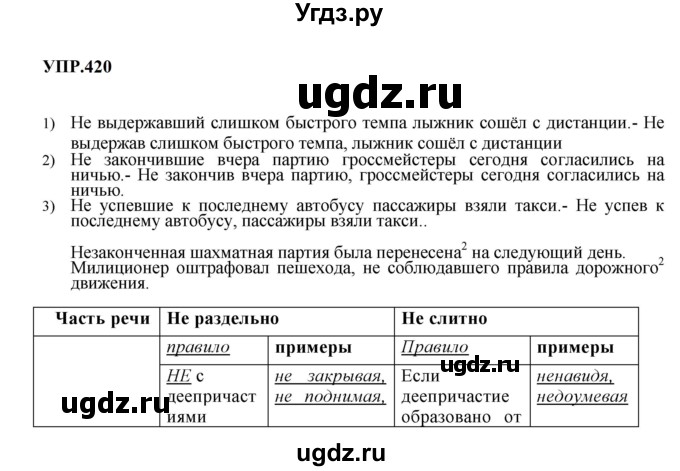 ГДЗ (Решебник к учебнику 2023) по русскому языку 8 класс С.Г. Бархударов / упражнение / 420