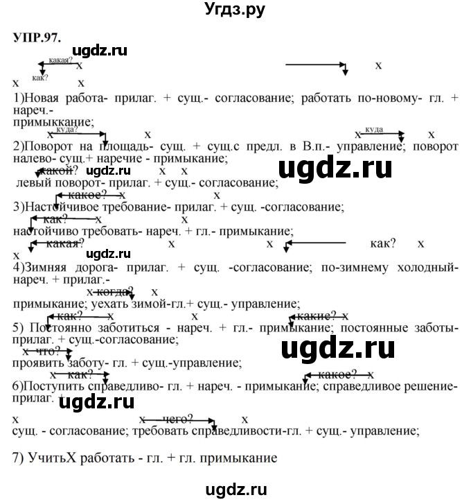 ГДЗ (Решебник к учебнику 2023) по русскому языку 8 класс С.Г. Бархударов / упражнение / 97