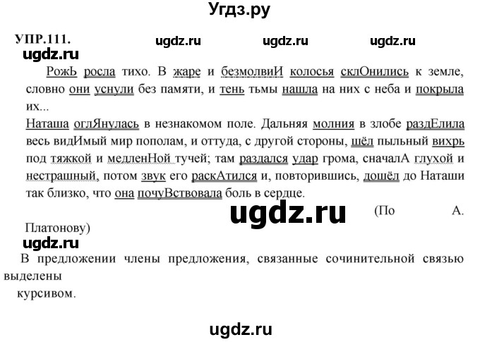 ГДЗ (Решебник к учебнику 2018) по русскому языку 8 класс С.Г. Бархударов / упражнение / 111