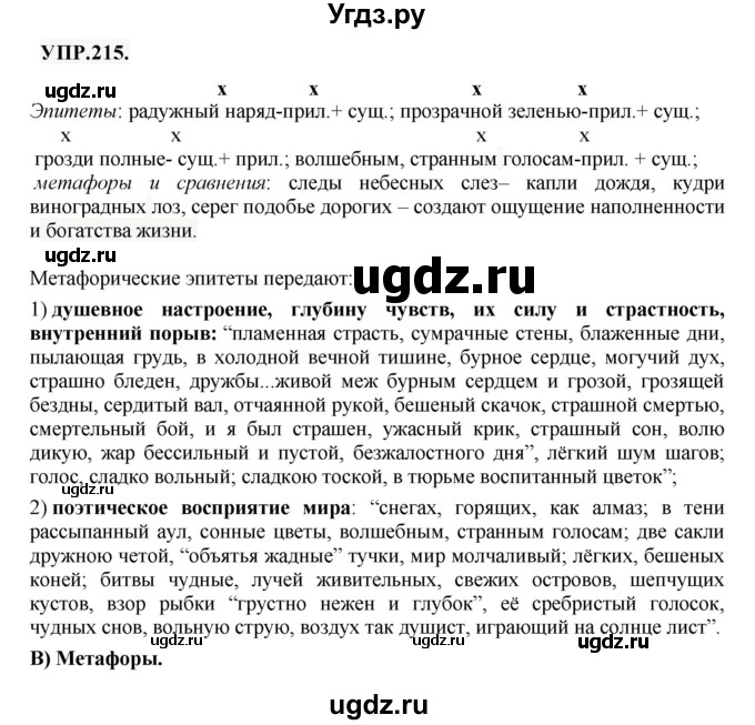 ГДЗ (Решебник к учебнику 2018) по русскому языку 8 класс С.Г. Бархударов / упражнение / 215