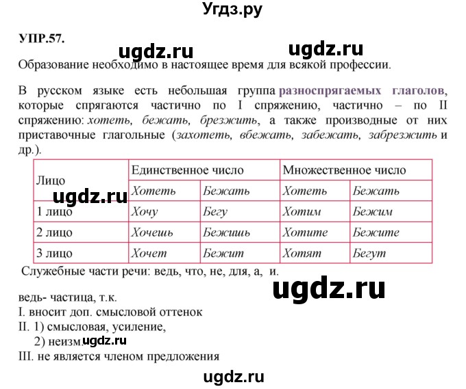ГДЗ (Решебник к учебнику 2018) по русскому языку 8 класс С.Г. Бархударов / упражнение / 57