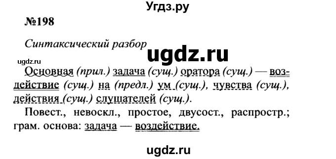 ГДЗ (Решебник к учебнику 2016) по русскому языку 8 класс С.Г. Бархударов / упражнение / 198