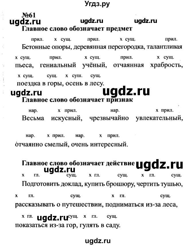 ГДЗ (Решебник к учебнику 2016) по русскому языку 8 класс С.Г. Бархударов / упражнение / 61