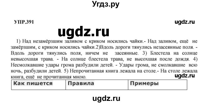 ГДЗ (Решебник к учебнику 2023) по русскому языку 8 класс С.Г. Бархударов / упражнение / 391