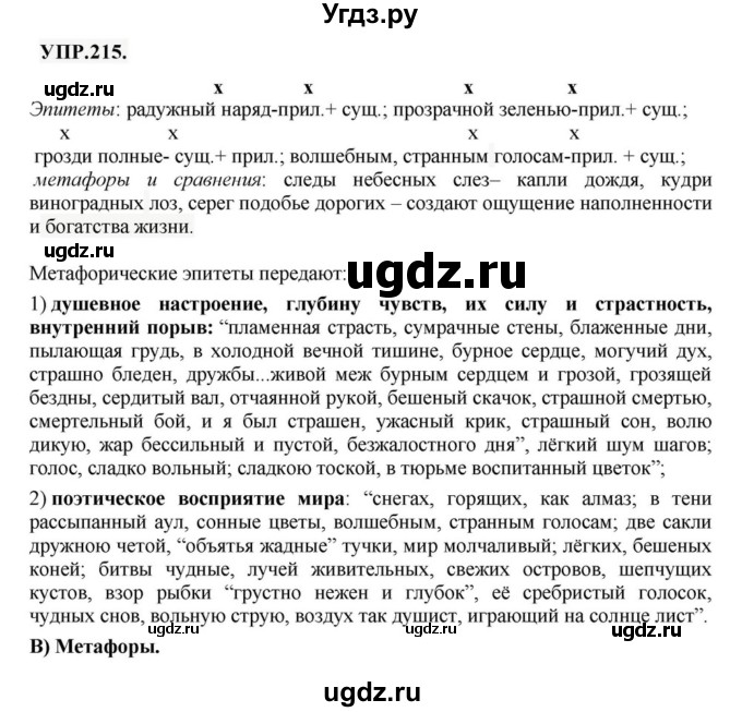 ГДЗ (Решебник к учебнику 2018) по русскому языку 8 класс С.Г. Бархударов / упражнение / 215