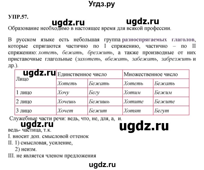 ГДЗ (Решебник к учебнику 2018) по русскому языку 8 класс С.Г. Бархударов / упражнение / 57