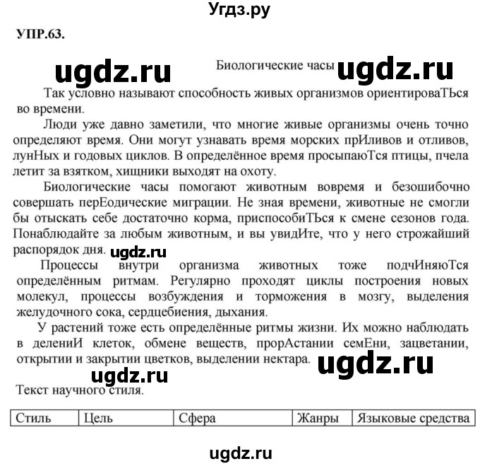 ГДЗ (Решебник к учебнику 2018) по русскому языку 8 класс С.Г. Бархударов / упражнение / 63