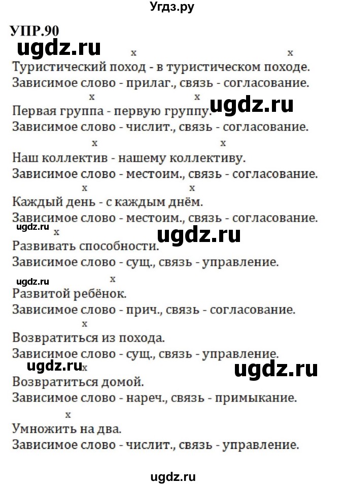 ГДЗ (Решебник к учебнику 2018) по русскому языку 8 класс С.Г. Бархударов / упражнение / 90