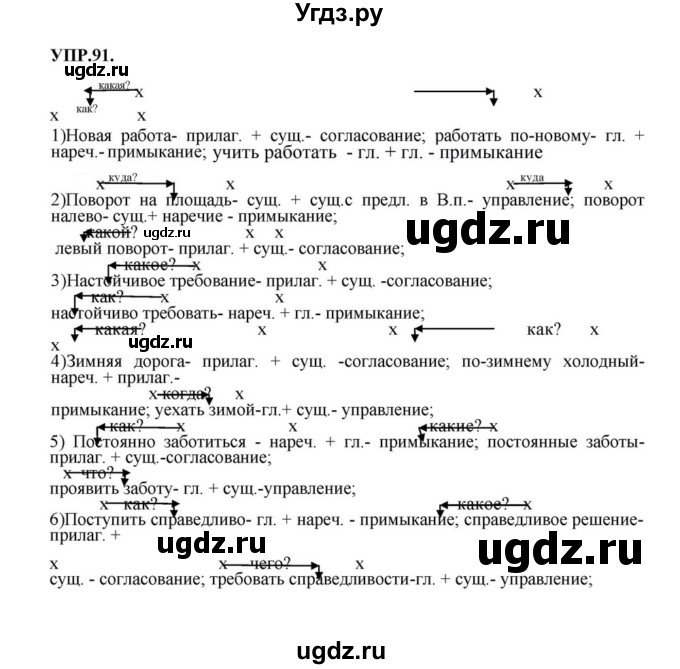 ГДЗ (Решебник к учебнику 2018) по русскому языку 8 класс С.Г. Бархударов / упражнение / 91