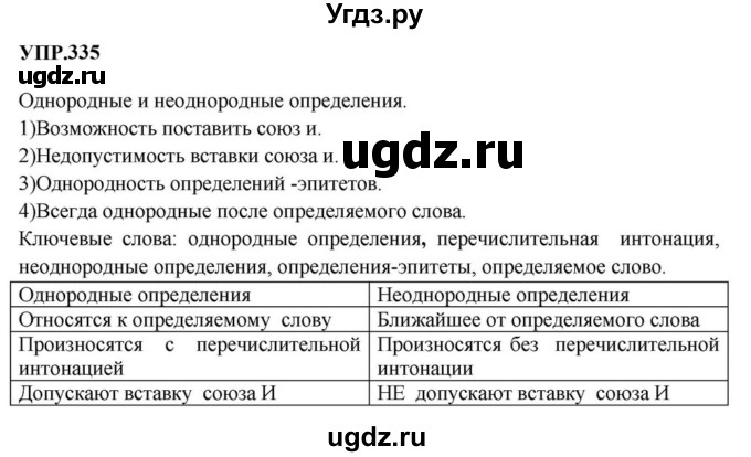 ГДЗ (Решебник к учебнику 2023) по русскому языку 8 класс С.Г. Бархударов / упражнение / 335