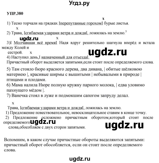 ГДЗ (Решебник к учебнику 2023) по русскому языку 8 класс С.Г. Бархударов / упражнение / 380