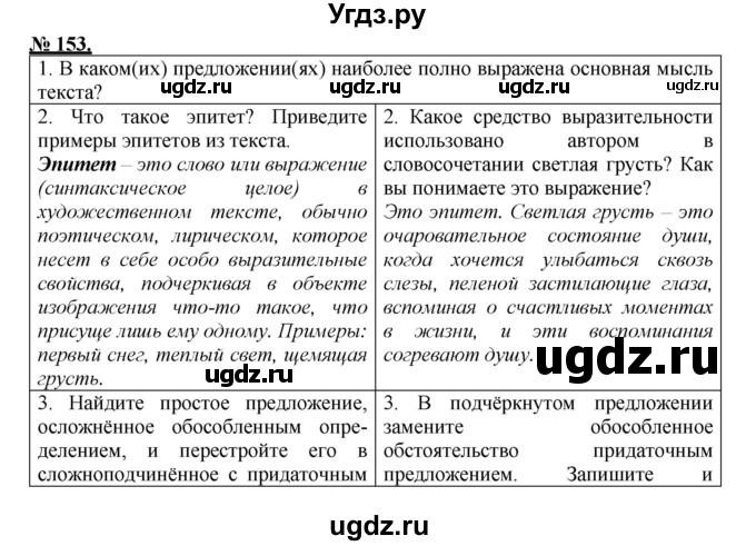 ГДЗ (Решебник к старому учебнику) по русскому языку 9 класс Рыбченкова Л.М. / упражнение / 153