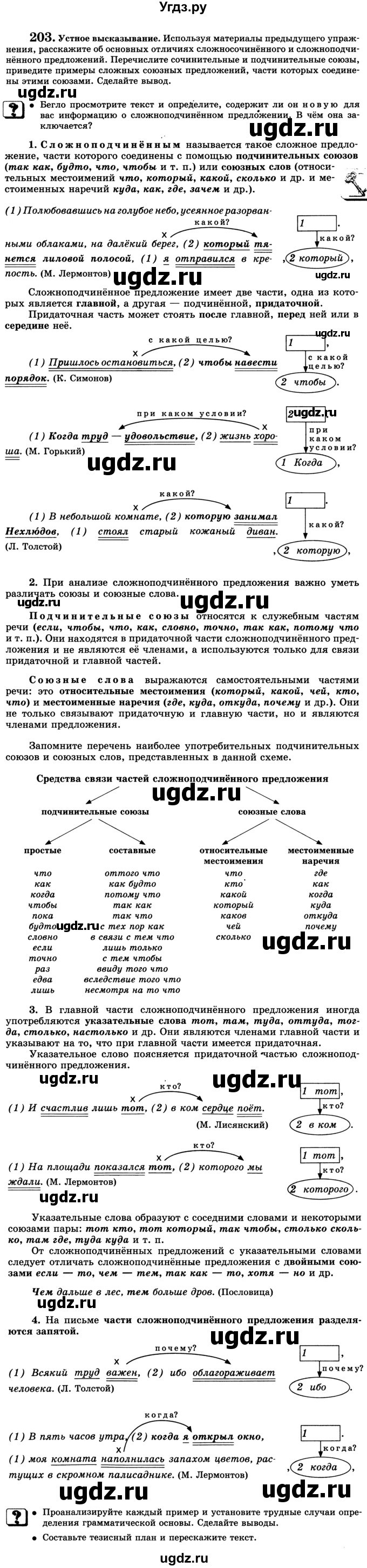 ГДЗ (Учебник) по русскому языку 9 класс С.И. Львова / часть 1 / 203