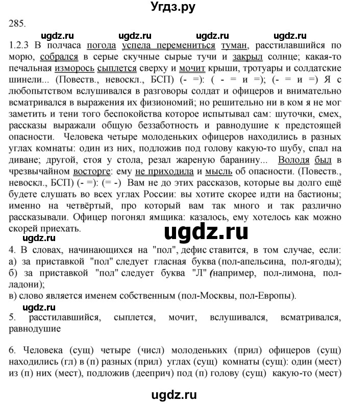 ГДЗ (Решебник к учебнику 2018) по русскому языку 9 класс М.М. Разумовская / упражнение / 285