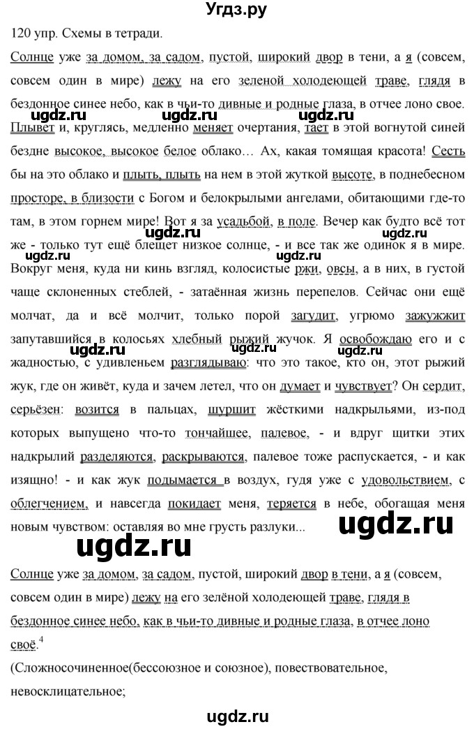 ГДЗ (решебник) по русскому языку 10 класс Власенков А.И. / упражнение номер / 120