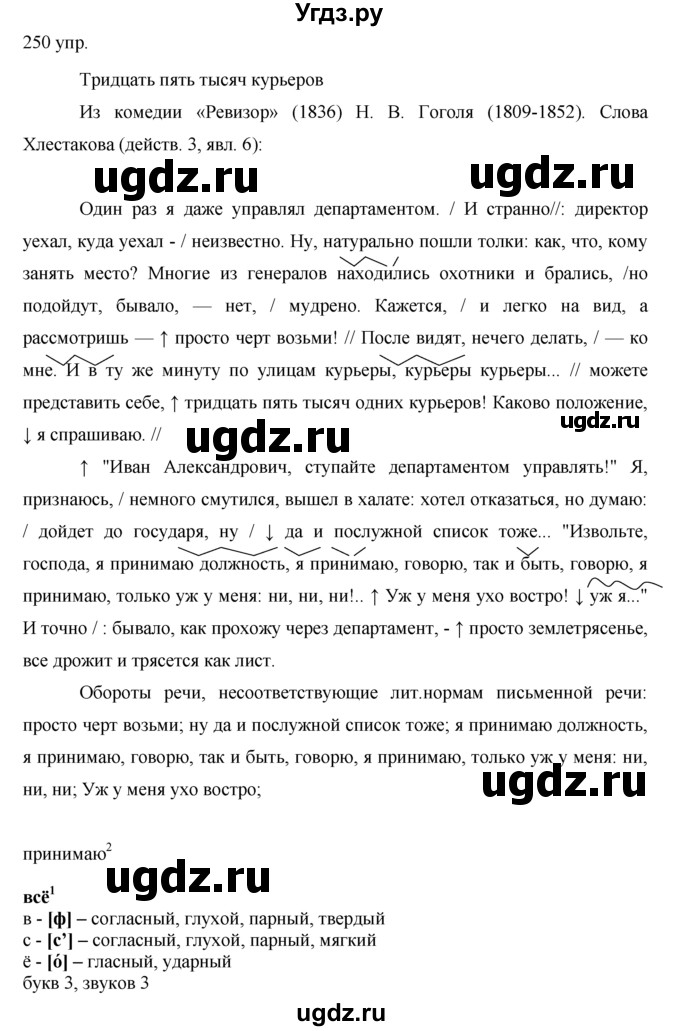 ГДЗ (решебник) по русскому языку 10 класс Власенков А.И. / упражнение номер / 250