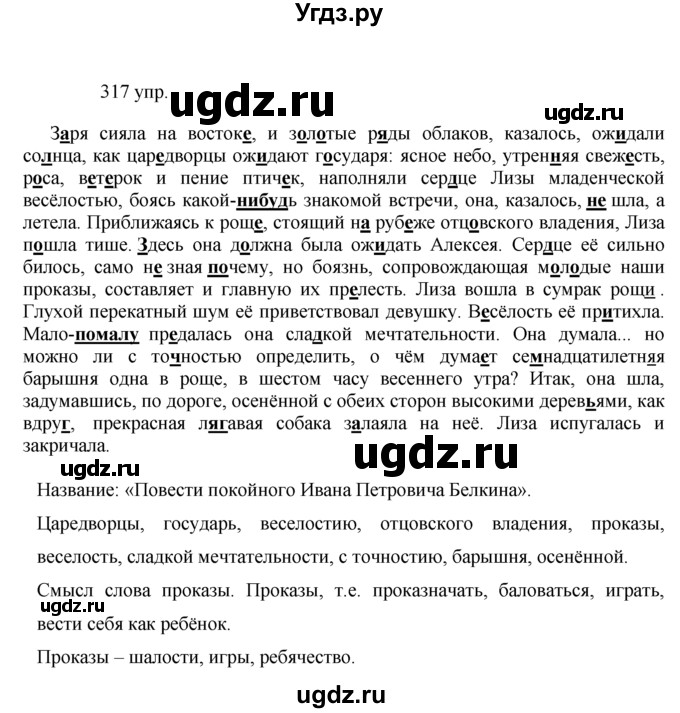 ГДЗ (решебник) по русскому языку 10 класс Власенков А.И. / упражнение номер / 317