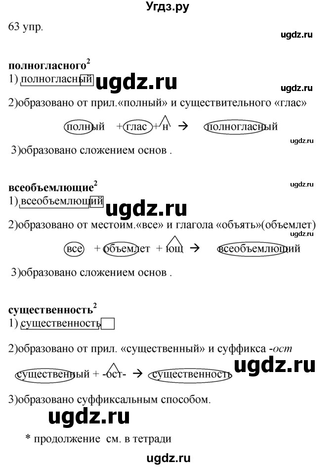 ГДЗ (решебник) по русскому языку 10 класс Власенков А.И. / упражнение номер / 63