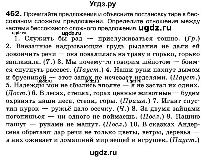 ГДЗ (Учебник 2019) по русскому языку 10 класс Н.Г. Гольцова / учебник 2019. упражнение / 462