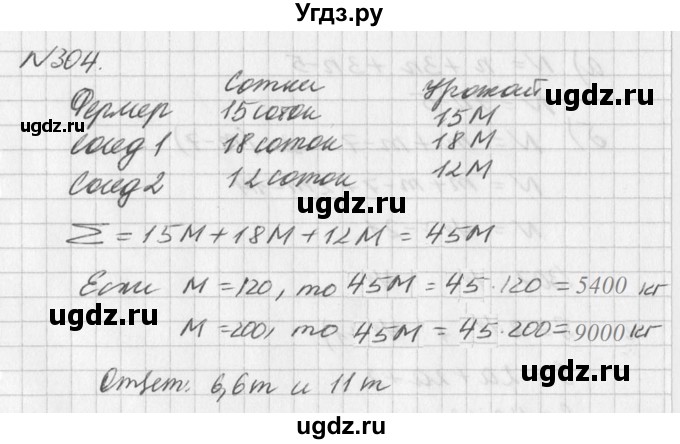 ГДЗ (Решебник к учебнику 2016) по алгебре 7 класс Г.В. Дорофеев / упражнение / 304