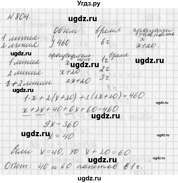 ГДЗ (Решебник к учебнику 2016) по алгебре 7 класс Г.В. Дорофеев / упражнение / 804