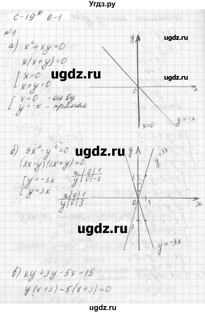 ГДЗ (решебник №2) по алгебре 7 класс (самостоятельные и контрольные работы) А.П. Ершова / алгебра / самостоятельная работа / C-19 / Вариант 1