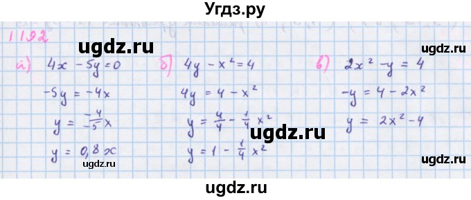 ГДЗ (Решебник к учебнику 2018) по алгебре 7 класс Ю.Н. Макарычев / упражнение / 1192
