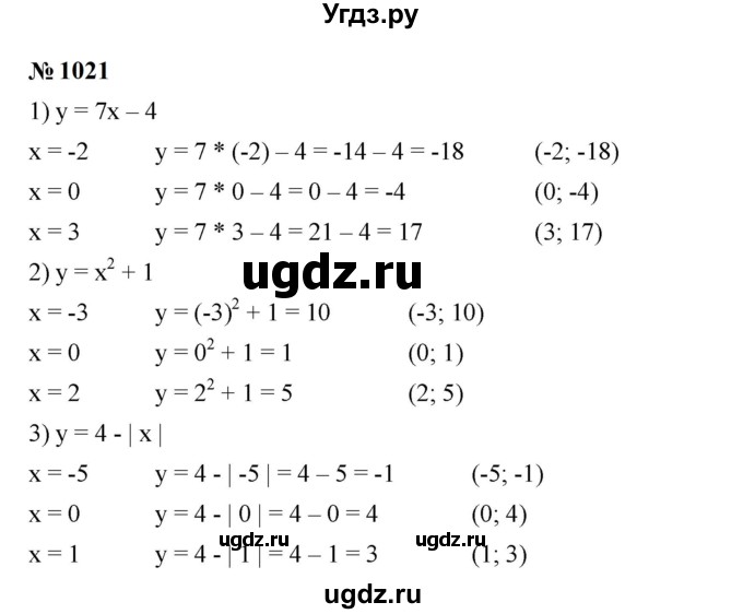 ГДЗ (Решебник к учебнику 2023) по алгебре 7 класс А. Г. Мерзляк / номер / 1021