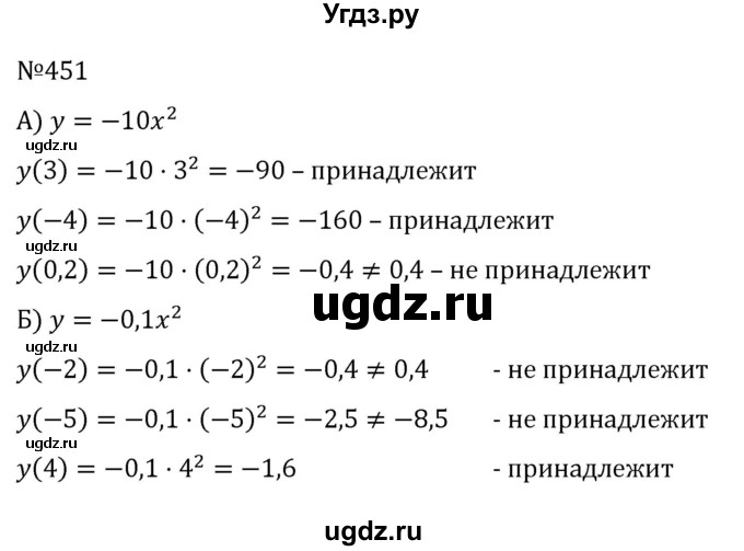 ГДЗ (Решебник к учебнику 2022) по алгебре 8 класс С.М. Никольский / номер / 451