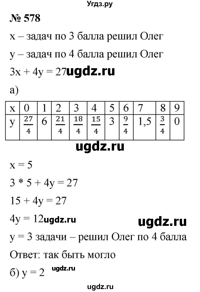 ГДЗ (Решебник к учебнику 2019) по алгебре 8 класс Г.В. Дорофеев / упражнение / 578