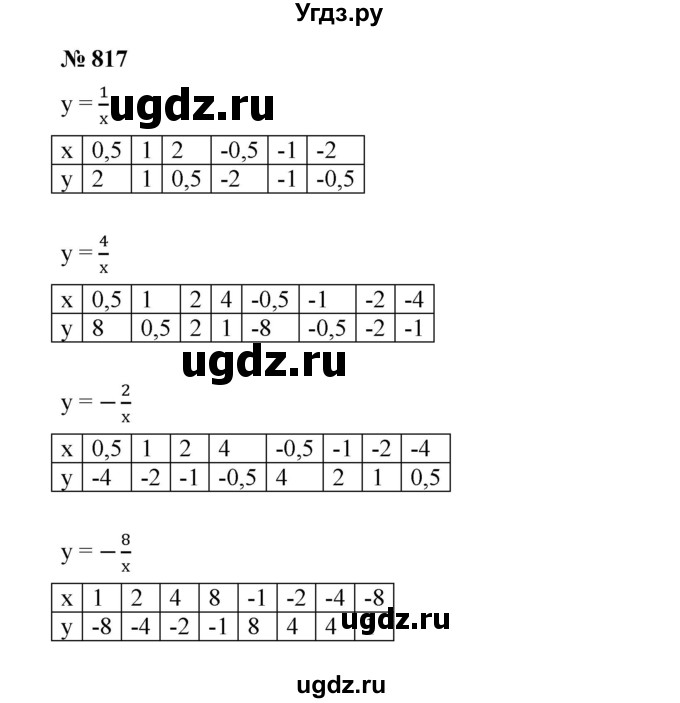 ГДЗ (Решебник к учебнику 2019) по алгебре 8 класс Г.В. Дорофеев / упражнение / 817