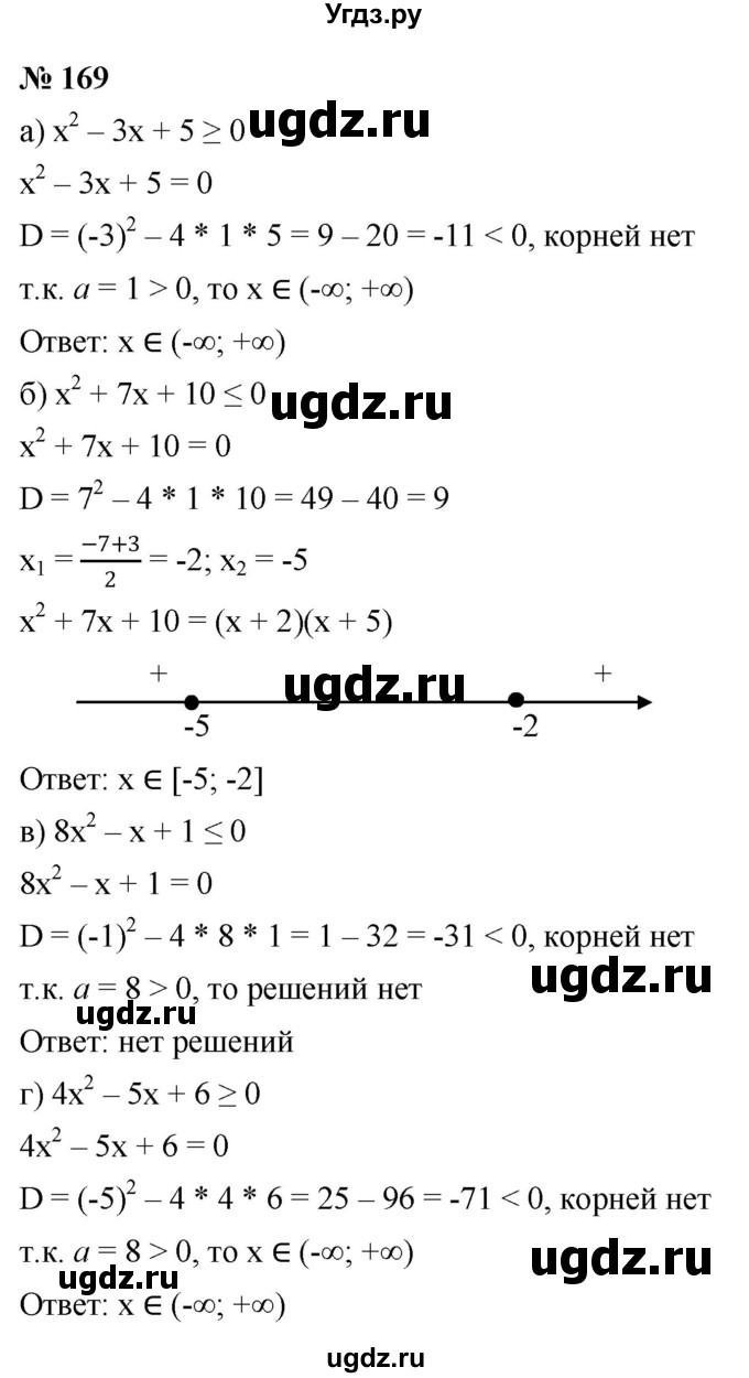ГДЗ (Решебник к учебнику 2022) по алгебре 9 класс С.М. Никольский / номер / 169