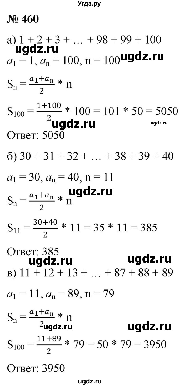 ГДЗ (Решебник к учебнику 2022) по алгебре 9 класс С.М. Никольский / номер / 460