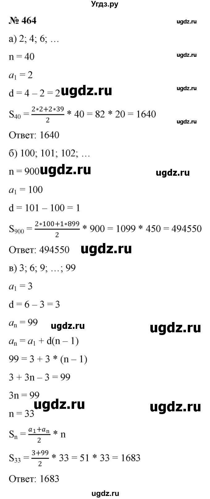 ГДЗ (Решебник к учебнику 2022) по алгебре 9 класс С.М. Никольский / номер / 464