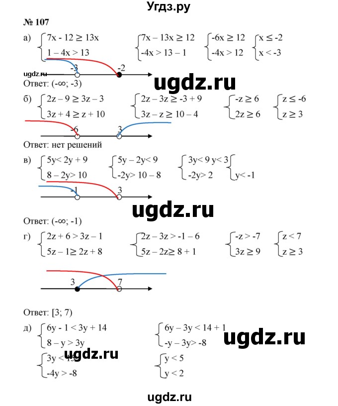 ГДЗ (Решебник к учебнику 2019) по алгебре 9 класс Г.В. Дорофеев / номер / 107